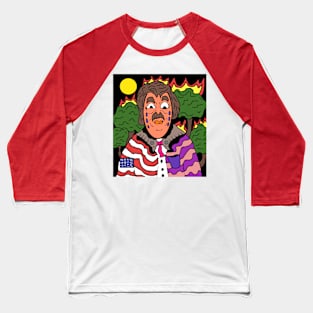 pixel art Crying Man with fiery trees portrait Baseball T-Shirt